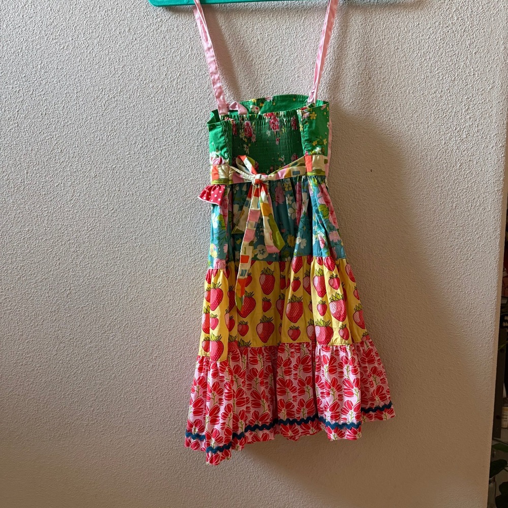 Matilda Jane Girls Tiered Patchwork Strawberry Floral Dress Size 8 D1349 NWOT - Picture 4 of 6